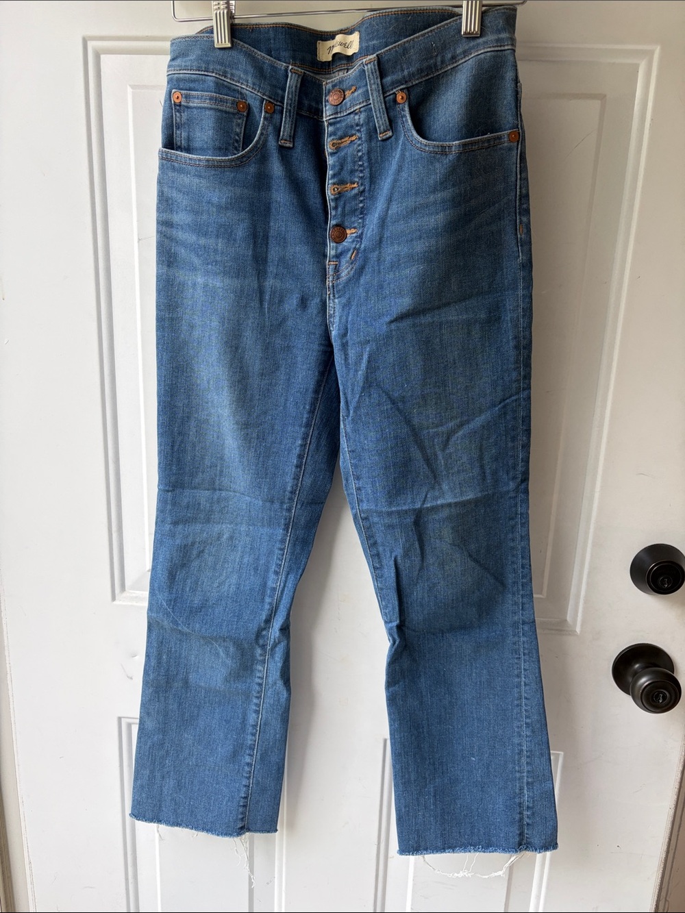 Madewell Women's Mid Blue Cropped Button-Fly Jeans